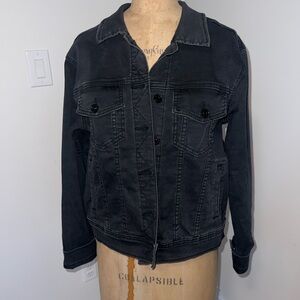 KanCan Black Denim Jacket with Label Detail